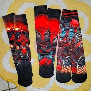 Marvel Deadpool mens socks 3 pair red new b8